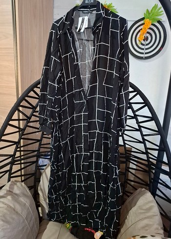 Uzun Kollu Siyah Salaş Uzun Elbise - Görsel 3