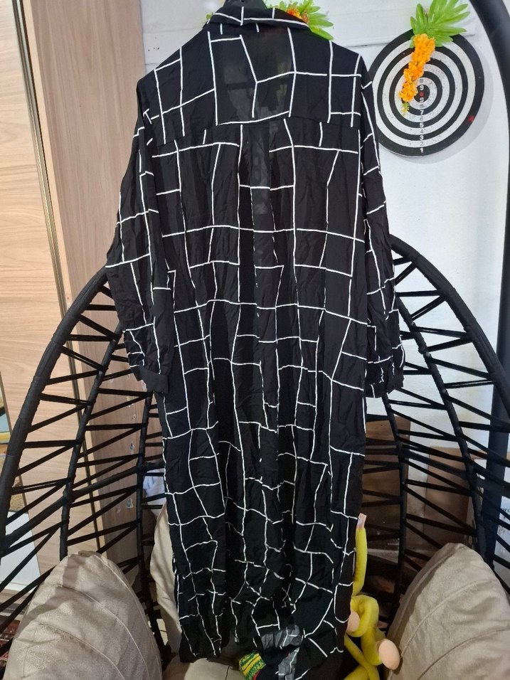 Uzun Kollu Siyah Salaş Uzun Elbise - Görsel 2