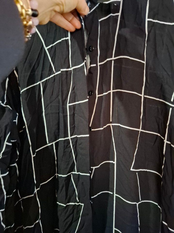 Uzun Kollu Siyah Salaş Uzun Elbise - Görsel 4