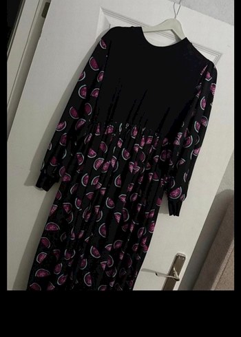 Uzun Kollu, Pileli, Bağlama Desenli Mor Elbise - Görsel 2