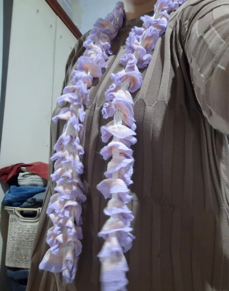 Mor Fırfırlı Örgü Kadın Şal fular - Görsel 2