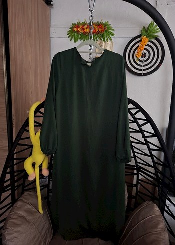 Yeşil Uzun Kollu Pilili Uzun Elbise - Görsel 4