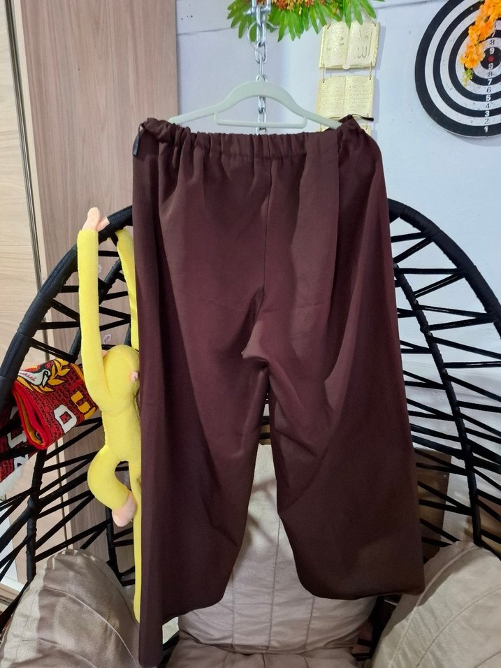 Kahverengi Bol Kesim Kemerli Kadın Pantolon - Görsel 2