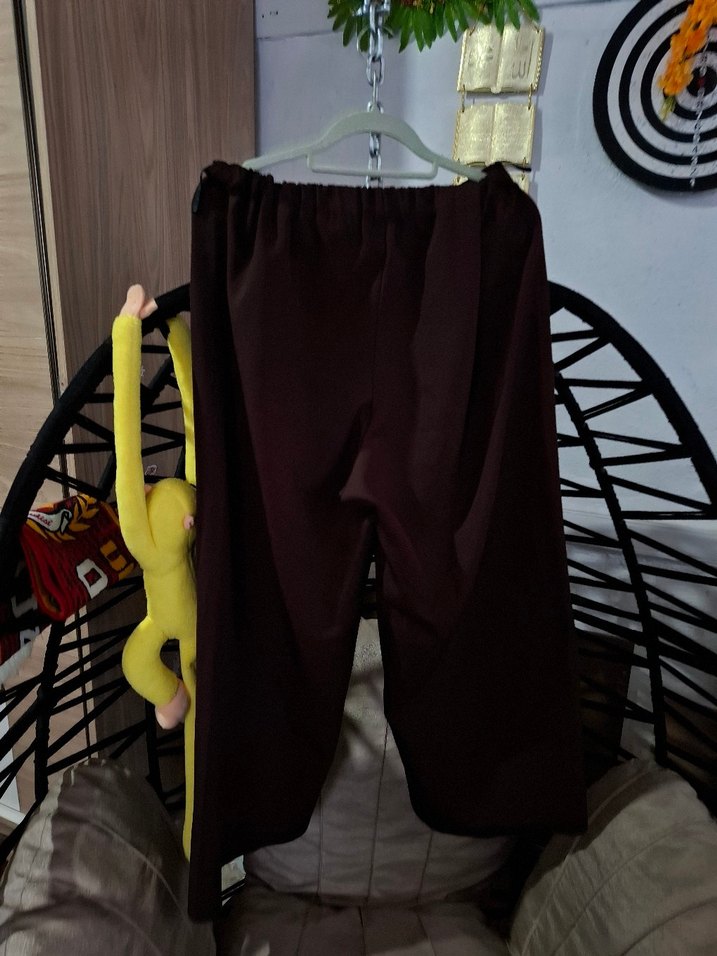 Kahverengi Bol Kesim Kemerli Kadın Pantolon - Görsel 5