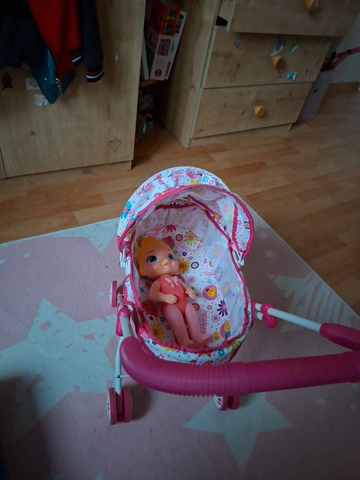 Pembe Çiçekli Bebek Arabası - Görsel 2