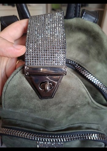 Nakışlı Kadın Süet Sırt Çantası - Görsel 3