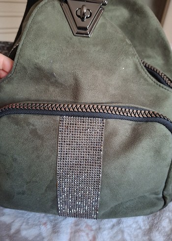 Nakışlı Kadın Süet Sırt Çantası - Görsel 2