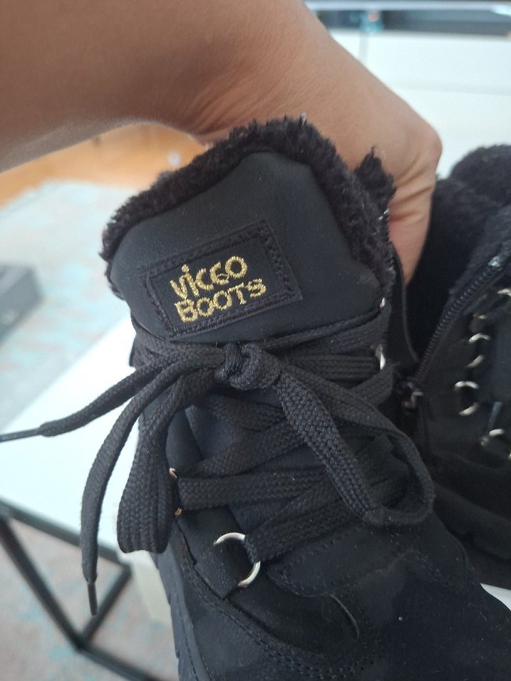 Siyah Süet Kadın Botları, Kalın Topuklu, Cırtlı - Görsel 4