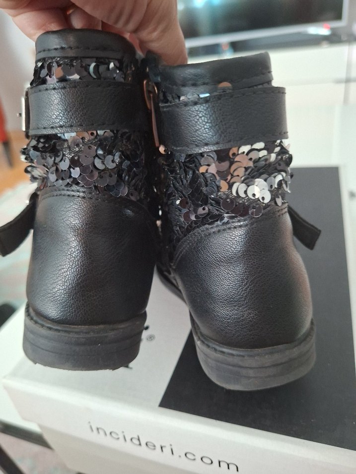 Kız Çocuk Siyah Deri Goth Botlar - Görsel 3