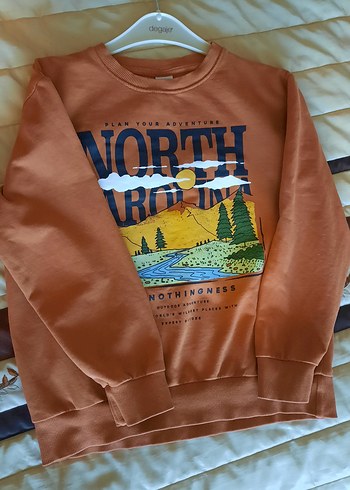 Kiremit rengi Erkek Çocuk Baskılı Sweatshirt - Görsel 4