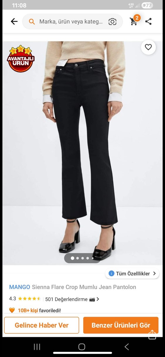 Mango flare mumlu pantolon - Görsel 2