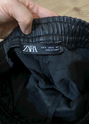 Zara Siyah Deri Kadın pantolon - Görsel 3