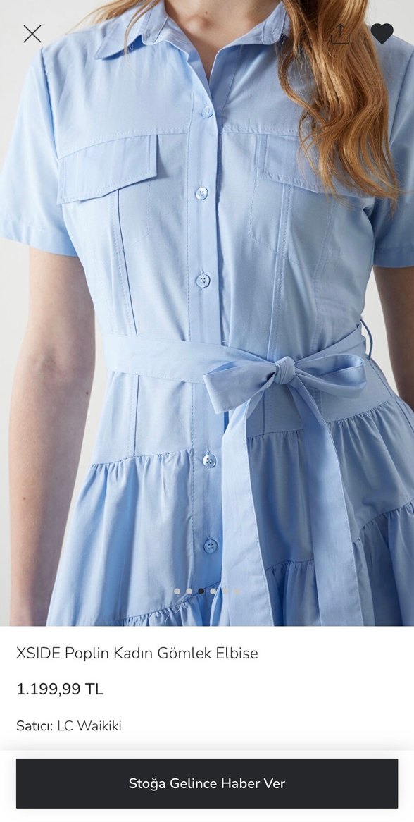 XSIDE Mavi Pamuklu Uzun Gömlek Elbise - Görsel 4