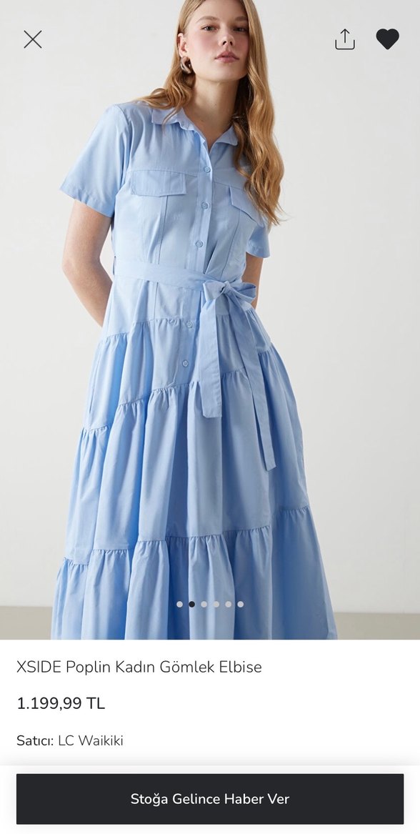 XSIDE Mavi Pamuklu Uzun Gömlek Elbise - Görsel 5