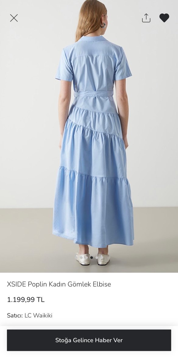 XSIDE Mavi Pamuklu Uzun Gömlek Elbise - Görsel 3