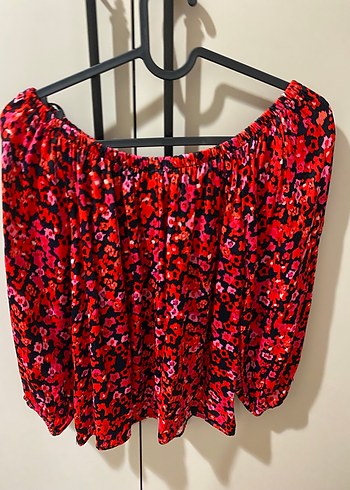 Kırmızı Desenli Bluz, yeni etiketli ürün - Görsel 7