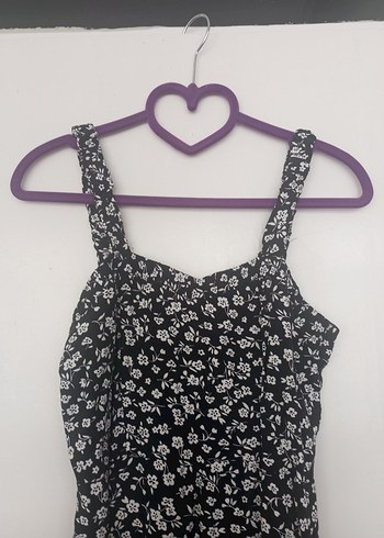 American Retro #Bohem #Siyah Desenli Uzun Askılı Elbise