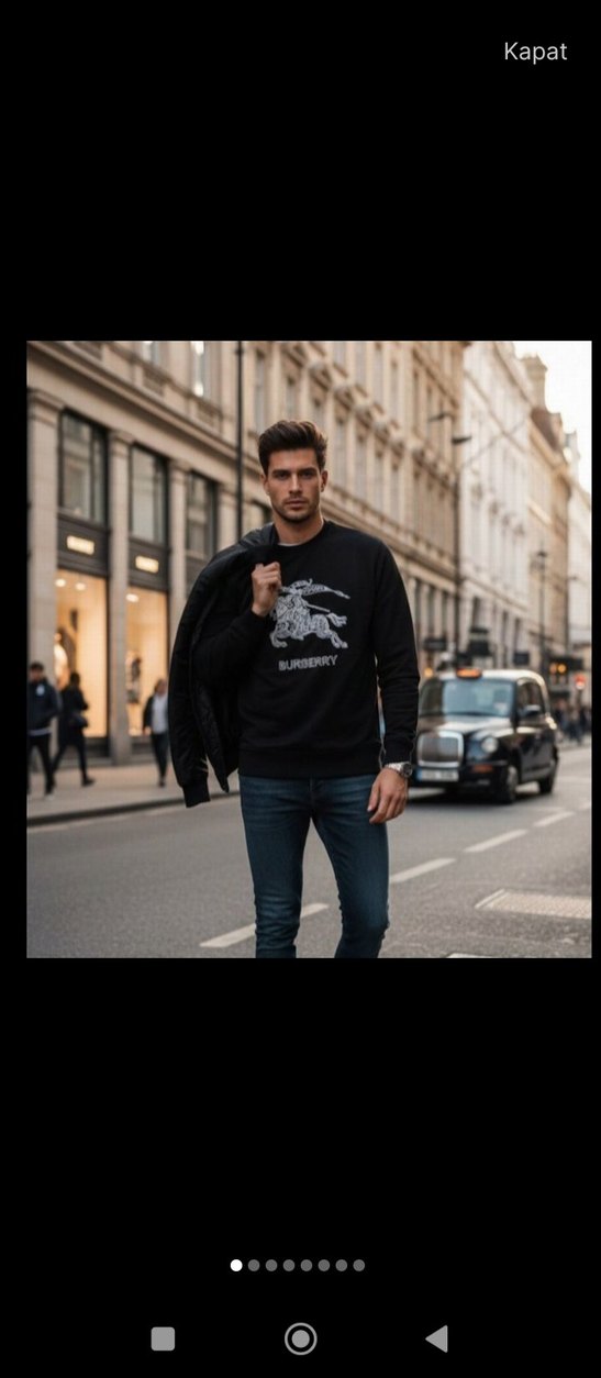 #Burberry nakış baskılı #Siyah #Erkek #Sweatshirt #y2k - Görsel 2