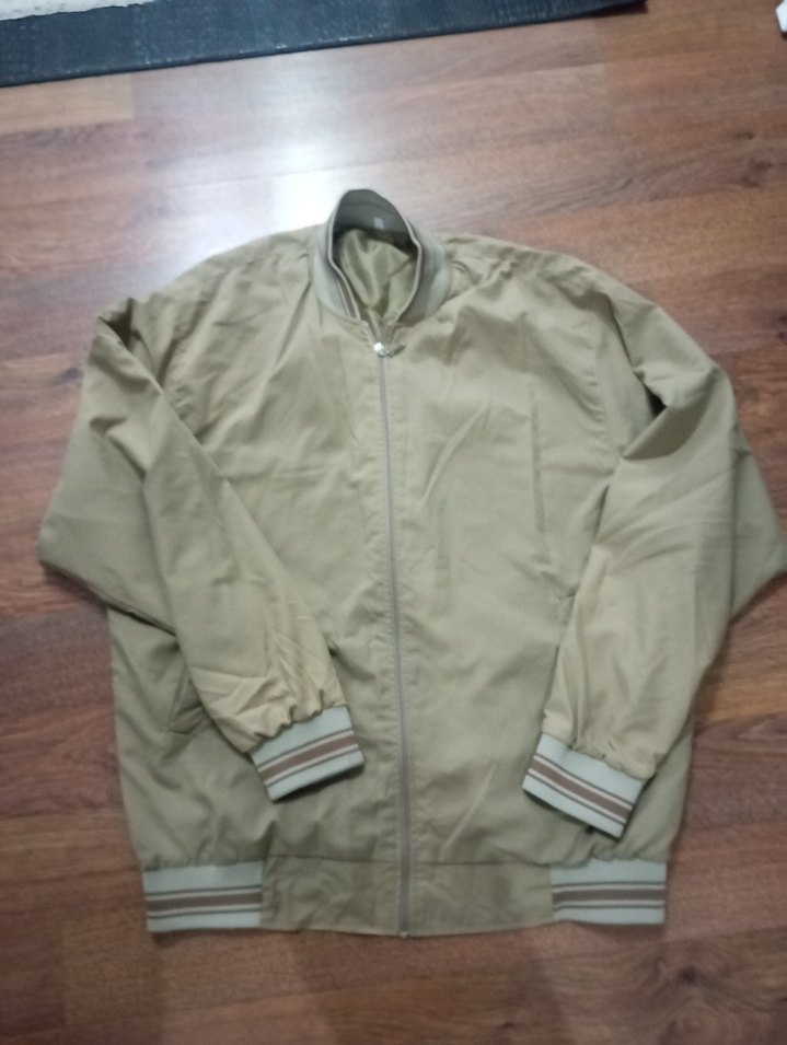 #Bej #Erkek Spor Fermuarlı #Ceket #yağmurluk - Görsel 2