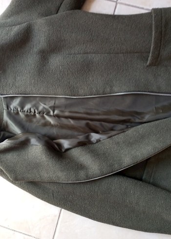 Kadın Haki Midi Fermuarlı kaşe Kaban - Görsel 5