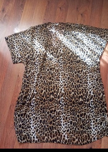 #Leopar Desenli Kahverengi pareo - Görsel 7