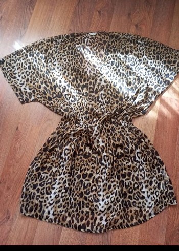 #Leopar Desenli Kahverengi pareo - Görsel 5