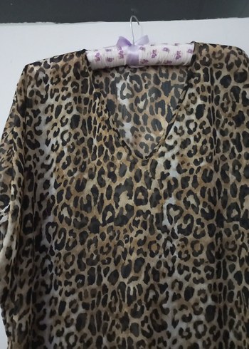 #Leopar Desenli Kahverengi pareo - Görsel 3