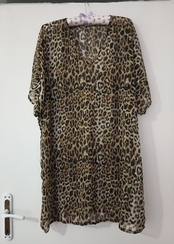 #Leopar Desenli Kahverengi pareo - Görsel 2