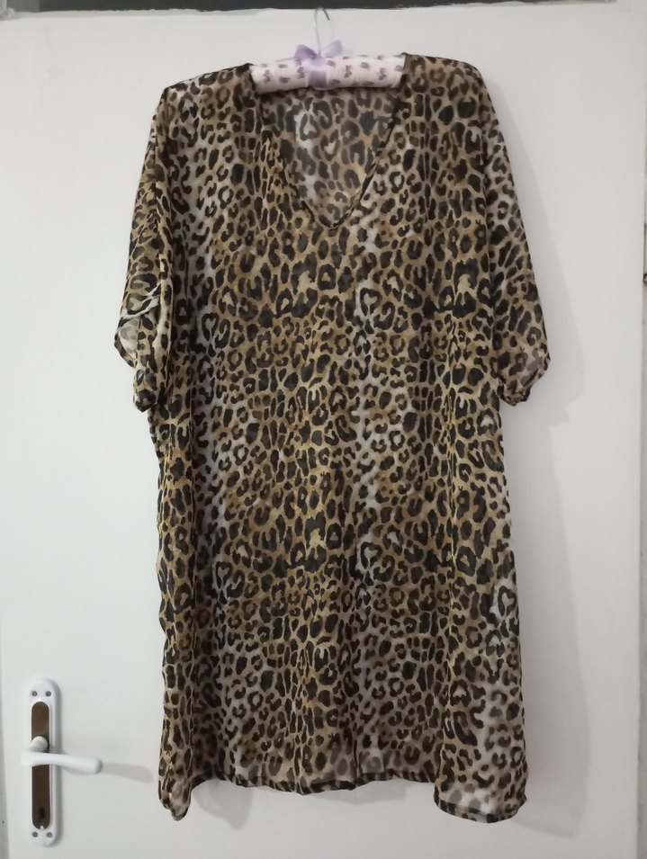 #Leopar Desenli Kahverengi pareo - Görsel 2