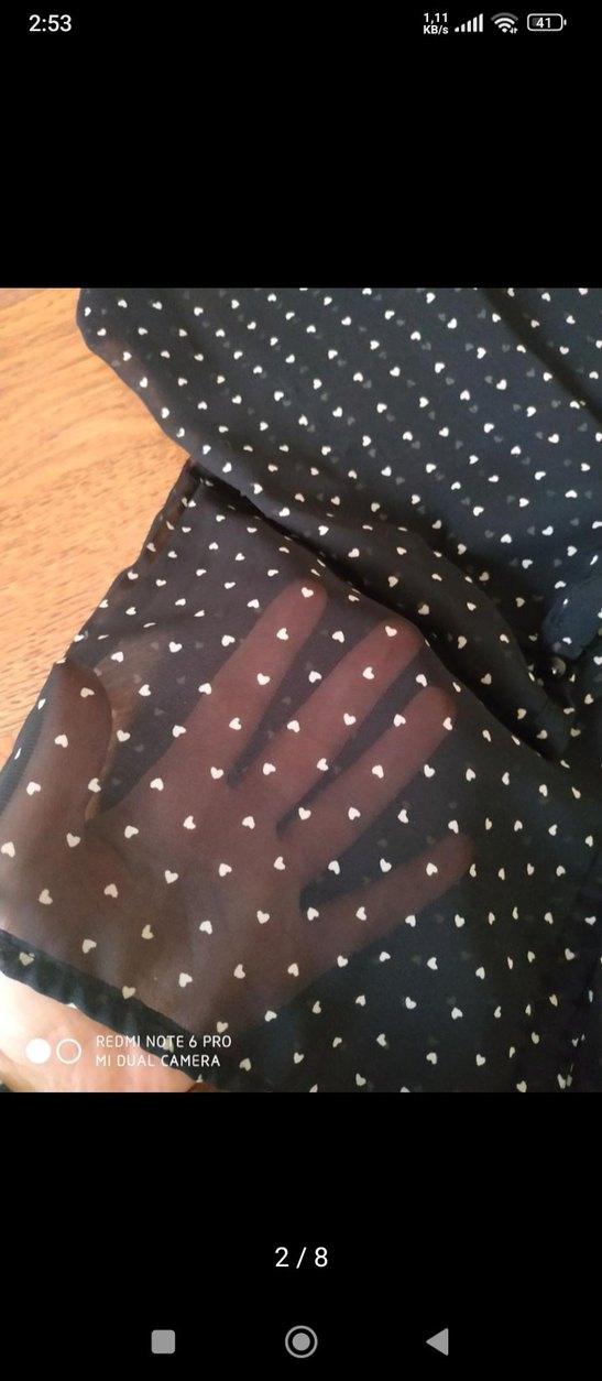 Puantiye Desenli Siyah İpek Bluz - Görsel 4