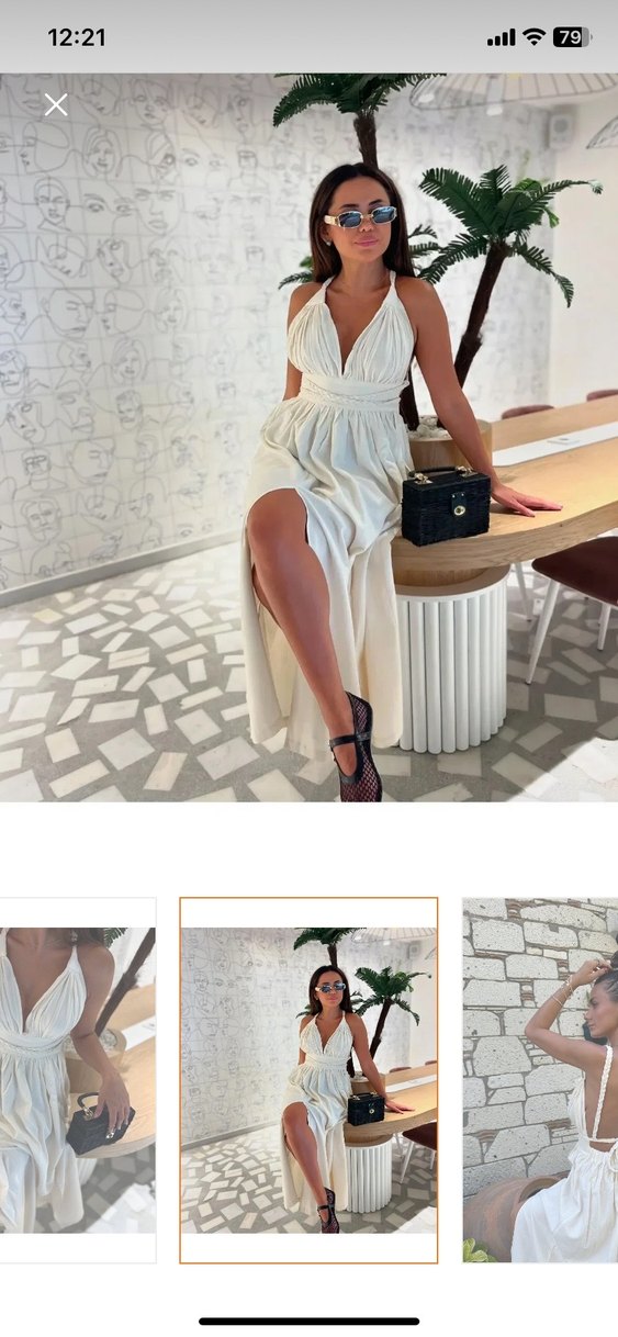 Beyaz Bohem Uzun elbise mısır piramit - Görsel 4