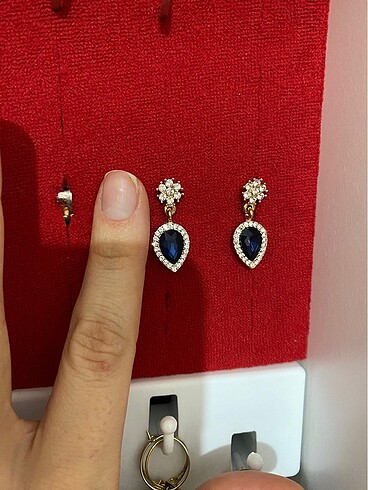 Lacivert taşlı küpe - Görsel 2