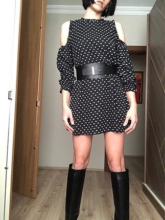 Zara puantiyeli mini elbise