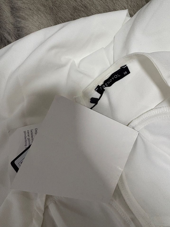 Taşlı Straplez Beyaz Uzun elbise - Görsel 4