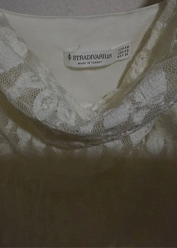 Beyaz Dantel Detaylı Triko Midi Elbise Stradivarius - Görsel 4