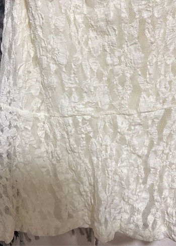 Beyaz Dantel Detaylı Triko Midi Elbise Stradivarius - Görsel 3