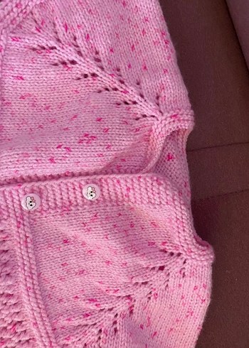 Kız Çocuk Pembe Örgü Kolsuz Hırka - Görsel 2
