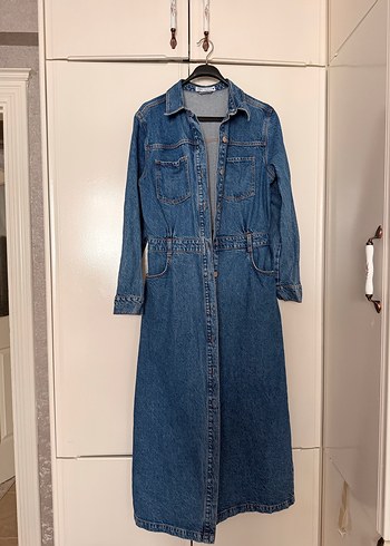 Zara Düğmeli Uzun Kollu Denim Elbise - Görsel 2