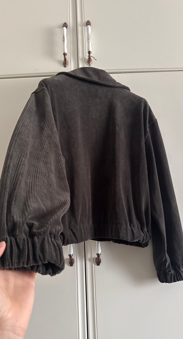 Kadife Fermuarlı Salaş Ceket - Görsel 4