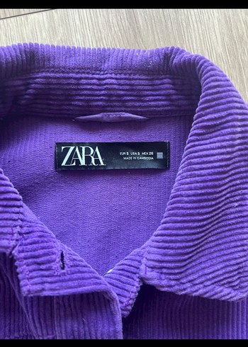 Zara kadife Mor Düğmeli Kadın Gömlek - Görsel 3