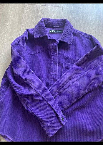 Zara kadife Mor Düğmeli Kadın Gömlek - Görsel 2