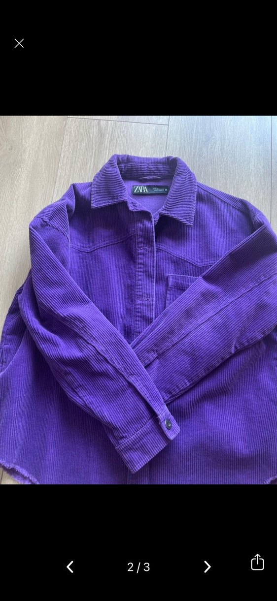 Zara kadife Mor Düğmeli Kadın Gömlek - Görsel 2