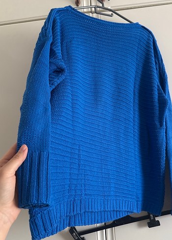Mavi Örgü Kadın Kazak - Görsel 4