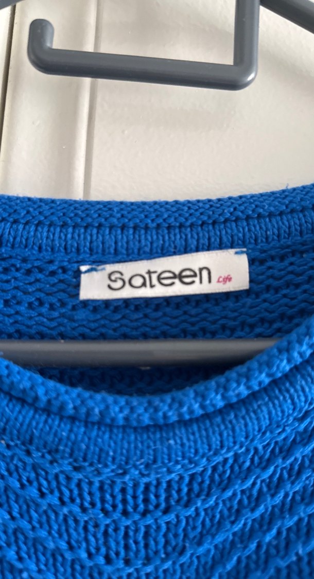 Mavi Örgü Kadın Kazak - Görsel 2