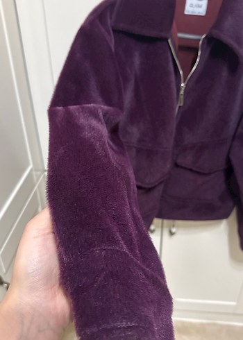 Patlıcan moru kürk ceket - Görsel 3