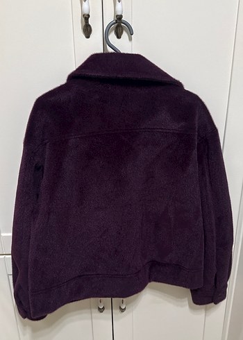 Patlıcan moru kürk ceket - Görsel 4