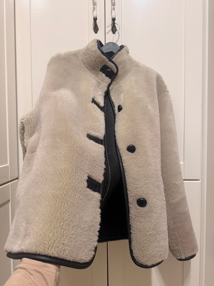 Mango Bej Kısa Kürk Görünümlü Kadın Ceket - Görsel 3