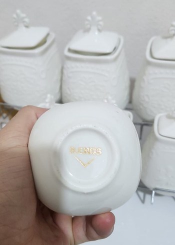 Beyaz Seramik 7 Parça Mutfak Baharatlık Seti - Görsel 5