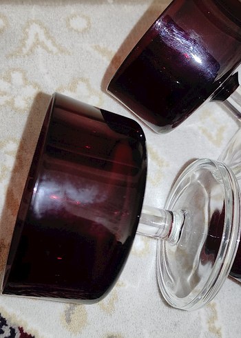 Bordo Koyu Renkli Cam kase - Görsel 3