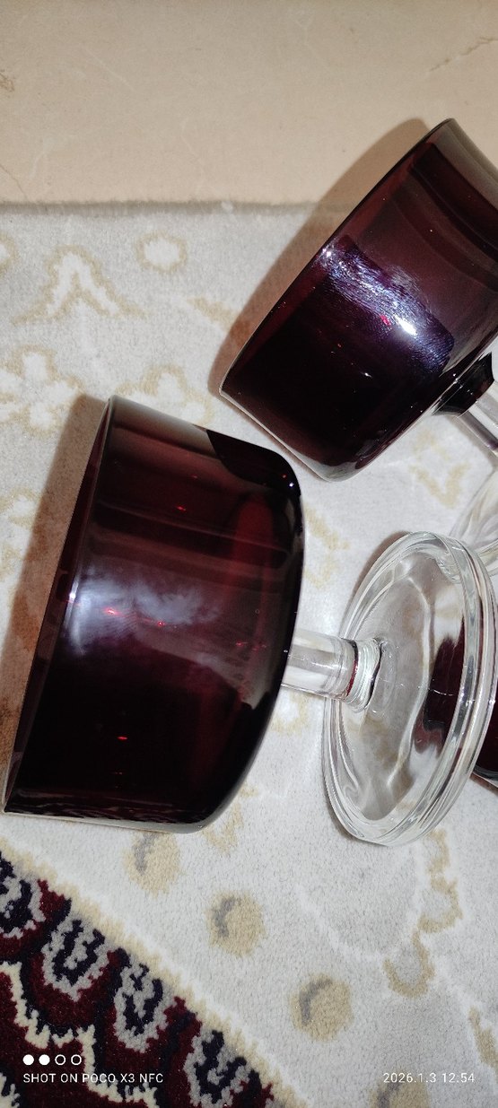 Bordo Koyu Renkli Cam kase - Görsel 3
